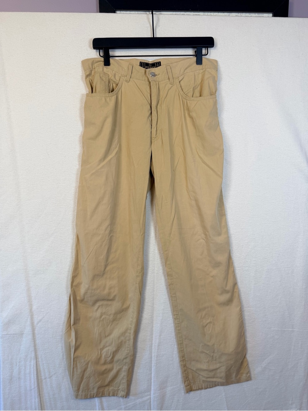 Fendi Neutral Beige Straight-Leg Cotton Pants